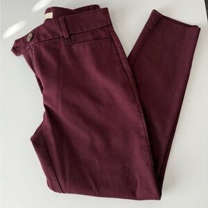 LOFT Burgundy Sutton Skinny Pants